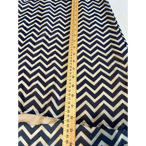 Speechless Shift Dress Large Blue Chevron Tunic Long Sleeve Overlay V Neck - Picture 10 of 14